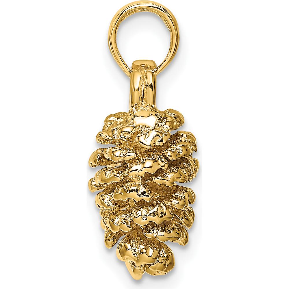 14K Yellow Gold 3D Pinecone Charm Pendant - Nature-Inspired Textured Design by Oro Pregiato