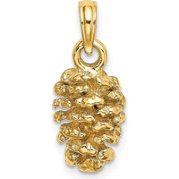 14K Yellow Gold 3D Pinecone Charm Pendant - Nature-Inspired Textured Design by Oro Pregiato