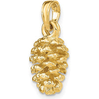 14K Yellow Gold 3D Pinecone Charm Pendant - Nature-Inspired Textured Design by Oro Pregiato