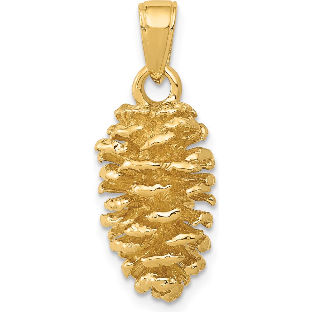 14K Yellow Gold 3D Pinecone Pendant - Nature-Inspired Charm by Oro Pregiato