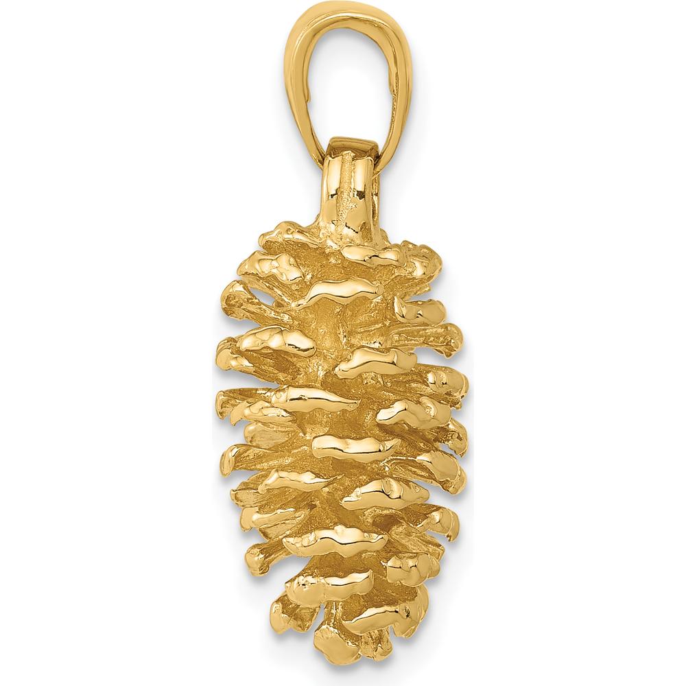 14K Yellow Gold 3D Pinecone Pendant - Nature-Inspired Charm by Oro Pregiato
