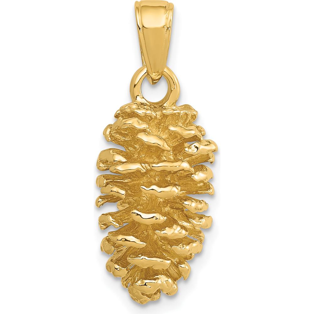 14K Yellow Gold 3D Pinecone Pendant - Nature-Inspired Charm by Oro Pregiato