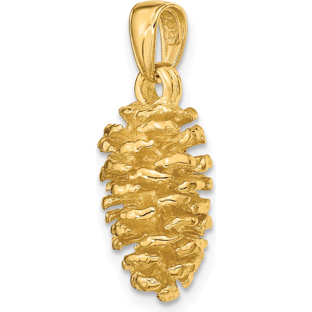 14K Yellow Gold 3D Pinecone Pendant - Nature-Inspired Charm by Oro Pregiato
