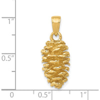 14K Yellow Gold 3D Pinecone Pendant - Nature-Inspired Charm by Oro Pregiato