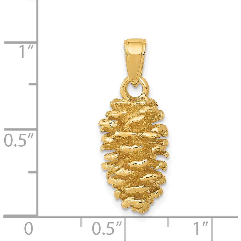14K Yellow Gold 3D Pinecone Pendant - Nature-Inspired Charm by Oro Pregiato