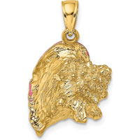 14K Yellow Gold 3D Pink and White Enamel Conch Shell Charm by Oro Pregiato