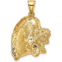 14K Yellow Gold 3D Pink and White Enamel Large Conch Shell Charm by Oro Pregiato