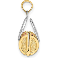 14K Yellow Gold 3D Pink Enamel Handbag Charm with Rhodium Accents by Oro Pregiato