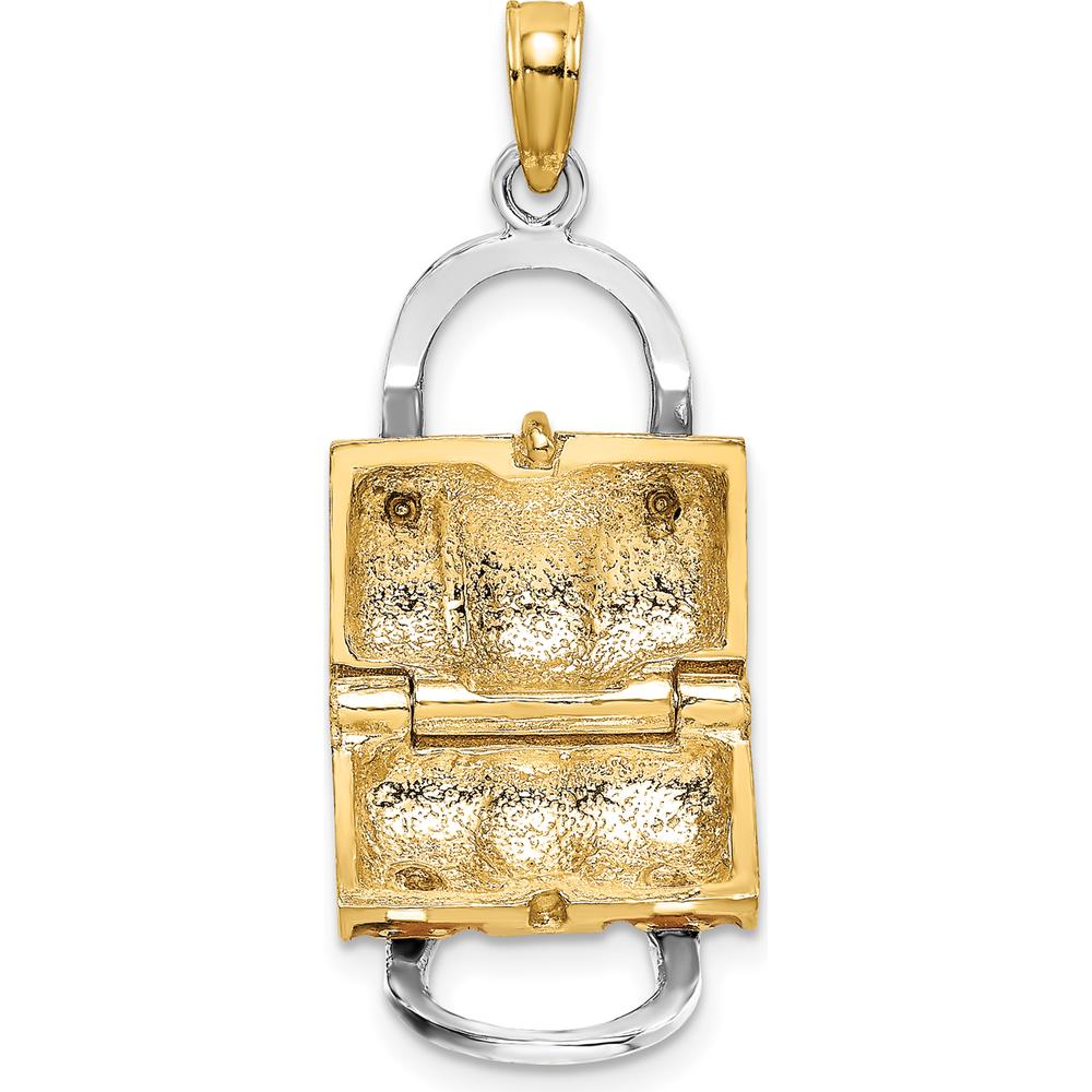 14K Yellow Gold 3D Pink Enamel Handbag Charm with Rhodium Accents by Oro Pregiato