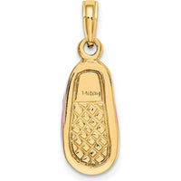 14K Yellow Gold 3D Pink Enameled Baby Shoe Charm - 21.75mm by Oro Pregiato