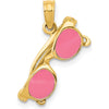 14K Yellow Gold 3D Pink Enameled Sunglasses Pendant - Moveable Sides by Oro Pregiato
