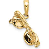 14K Yellow Gold 3D Pink Enameled Sunglasses Pendant - Moveable Sides by Oro Pregiato