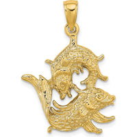 14K Yellow Gold 3D Pisces Zodiac Charm Pendant by Oro Pregiato