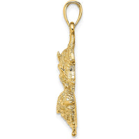 14K Yellow Gold 3D Pisces Zodiac Charm Pendant by Oro Pregiato