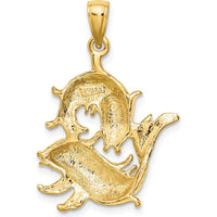14K Yellow Gold 3D Pisces Zodiac Charm Pendant by Oro Pregiato