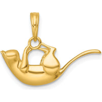 14K Yellow Gold 3D Playful Cat Charm Pendant - Polished Finish. by Oro Pregiato