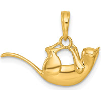 14K Yellow Gold 3D Playful Cat Charm Pendant - Polished Finish. by Oro Pregiato