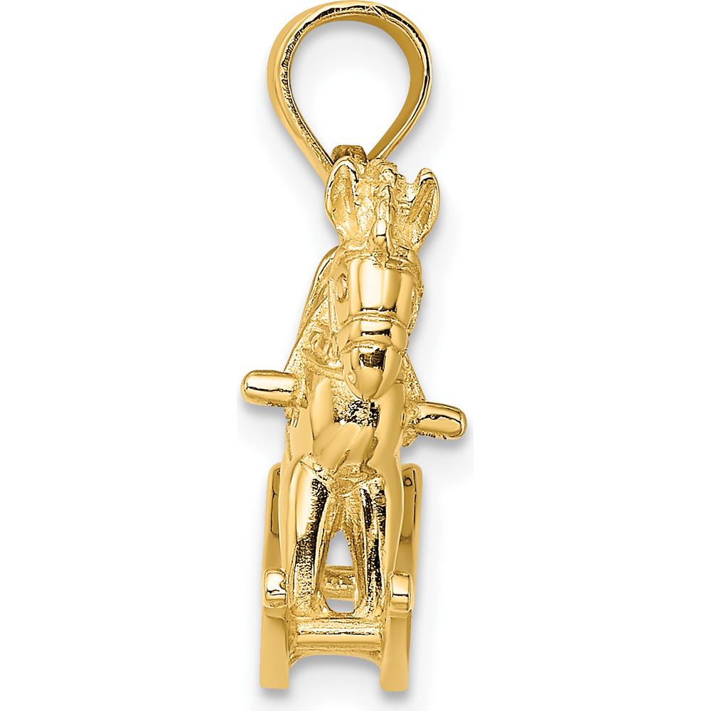 14K Yellow Gold 3D Playful Rocking Horse Charm - 22.3mm by Oro Pregiato