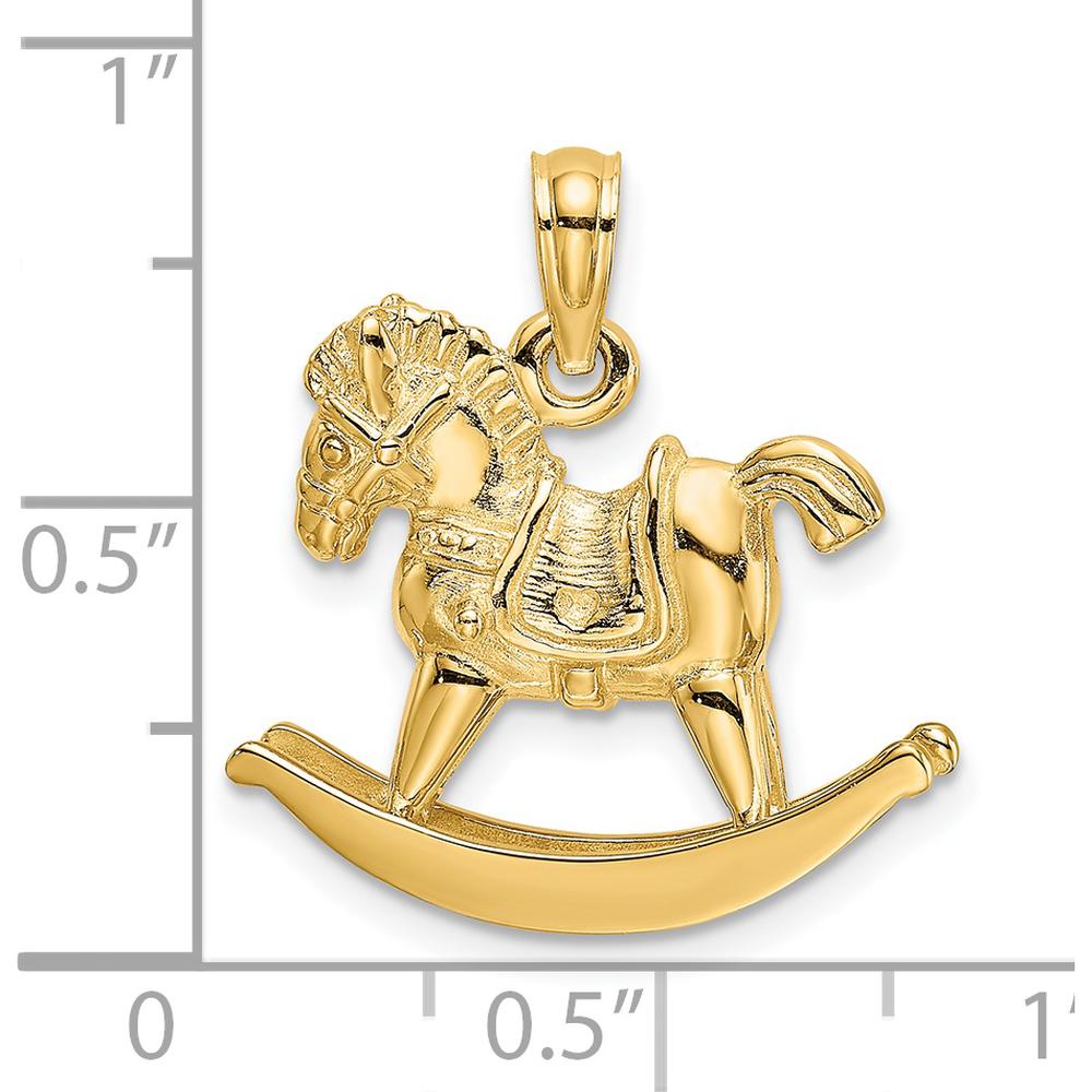 14K Yellow Gold 3D Playful Rocking Horse Charm - 22.3mm by Oro Pregiato