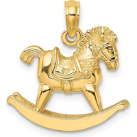 14K Yellow Gold 3D Playful Rocking Horse Charm - 22.3mm by Oro Pregiato
