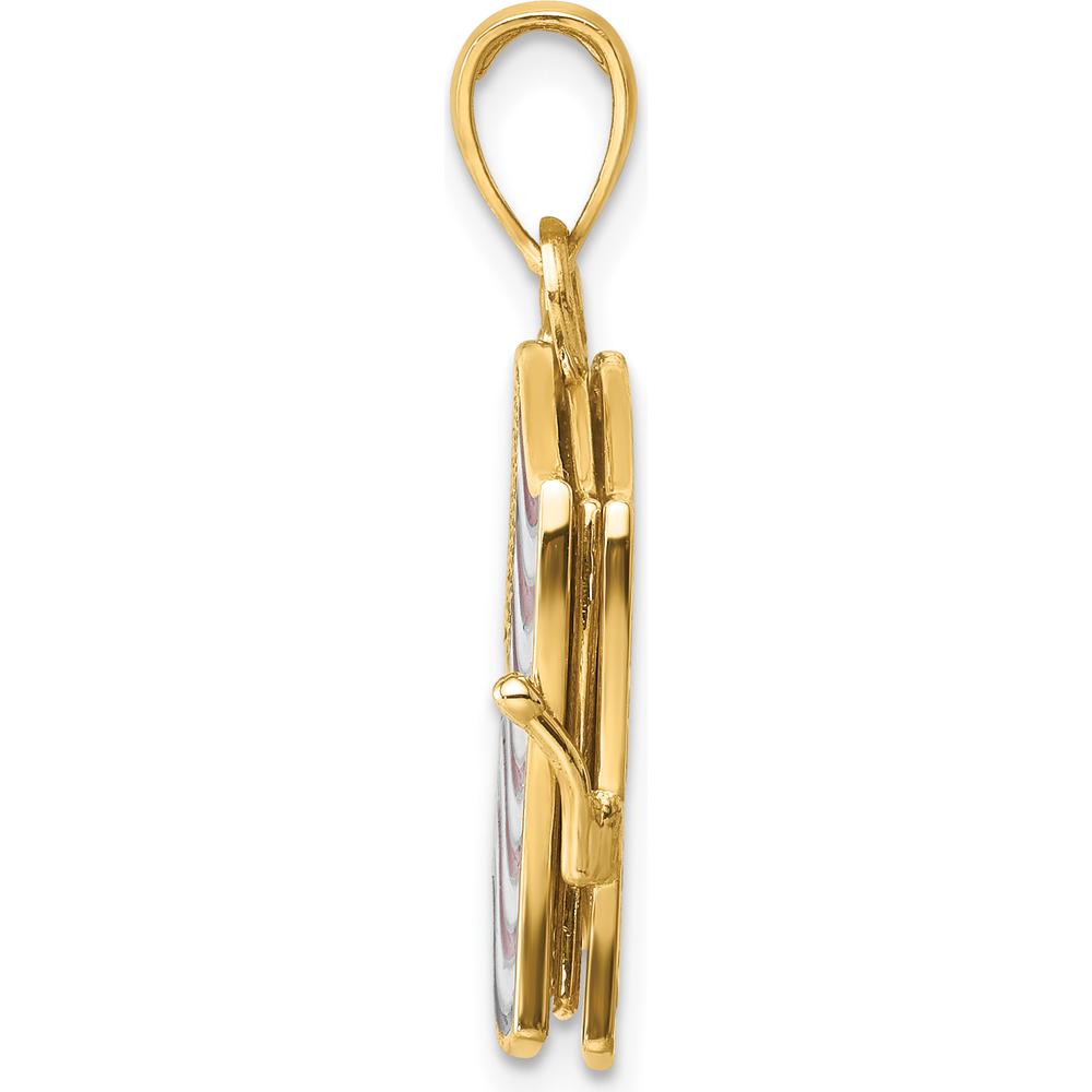 14K Yellow Gold 3D Pledge of Allegiance US Flag Charm with Enamel Accents - Patriotic Pendant by Oro Pregiato