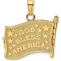 14K Yellow Gold 3D Pledge of Allegiance US Flag Charm with Enamel Accents - Patriotic Pendant by Oro Pregiato