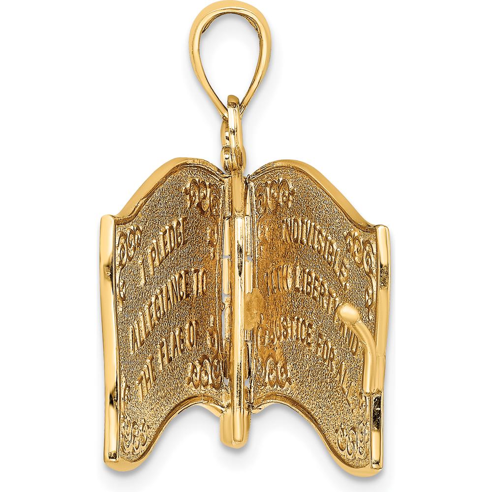 14K Yellow Gold 3D Pledge of Allegiance US Flag Charm with Enamel Accents - Patriotic Pendant by Oro Pregiato