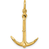 14K Yellow Gold 3D Polished Anchor Pendant with Moveable Charm by Oro Pregiato