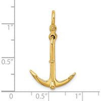 14K Yellow Gold 3D Polished Anchor Pendant with Moveable Charm by Oro Pregiato