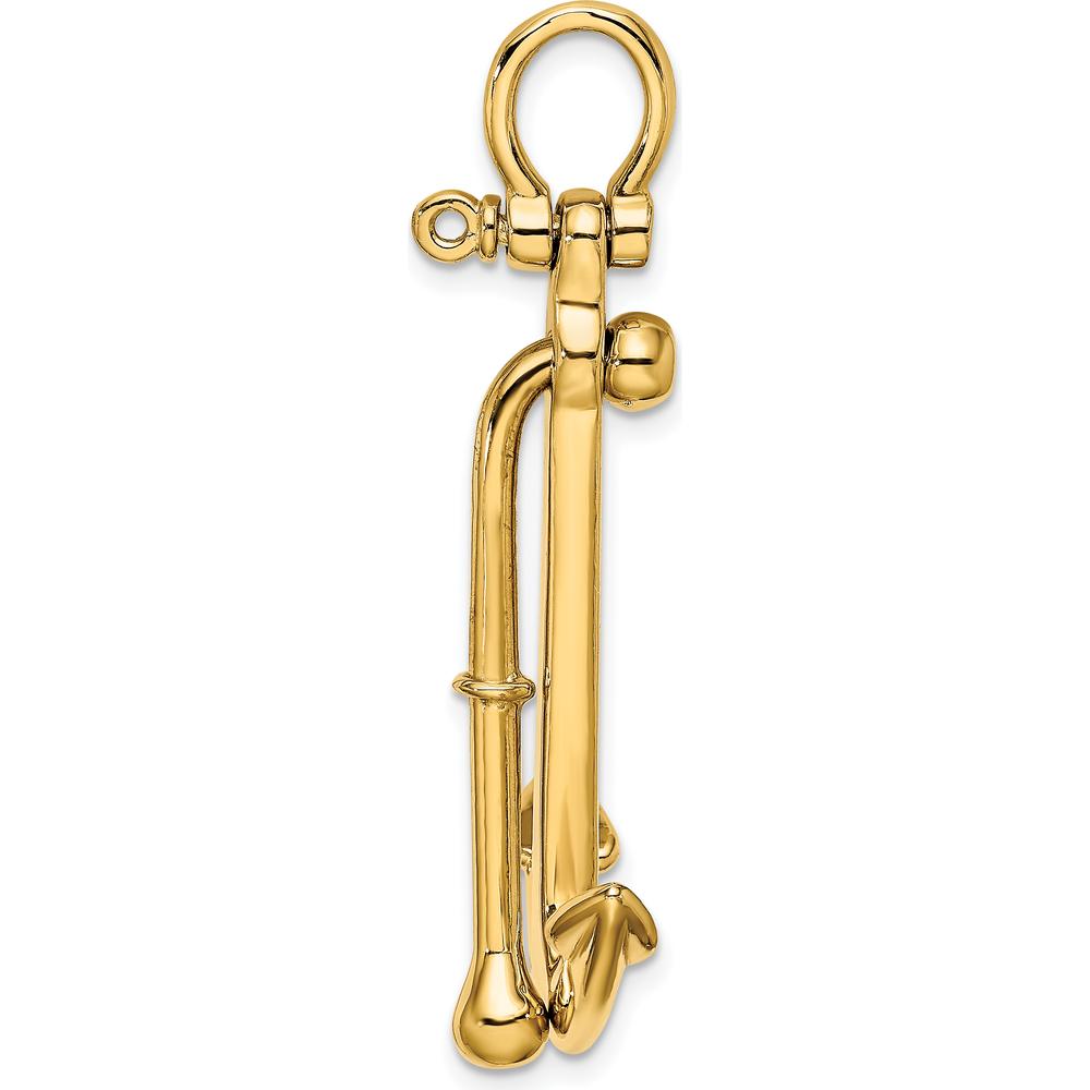 14K Yellow Gold 3D Polished Anchor Pendant with Moveable Two-Piece Design by Oro Pregiato