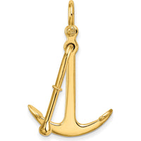 14K Yellow Gold 3D Polished Anchor Pendant with Moveable Two-Piece Design by Oro Pregiato