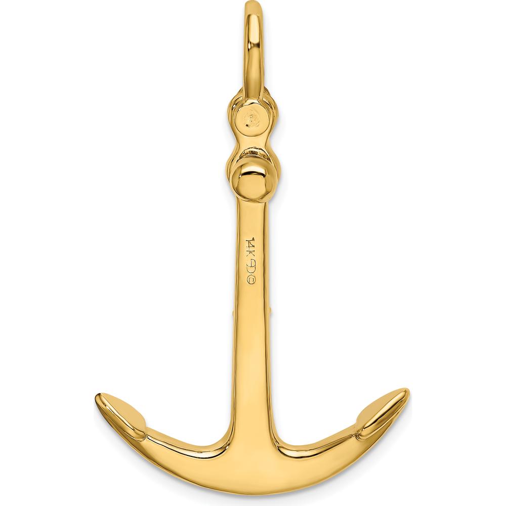 14K Yellow Gold 3D Polished Anchor Pendant with Moveable Two-Piece Design by Oro Pregiato