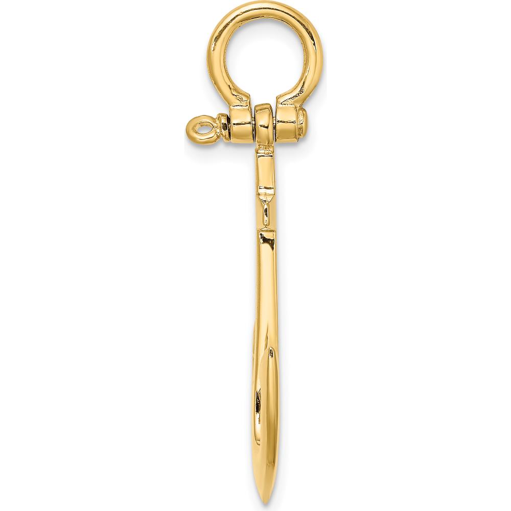 14K Yellow Gold 3D Polished Anchor Pendant with Smooth Cast Finish by Oro Pregiato