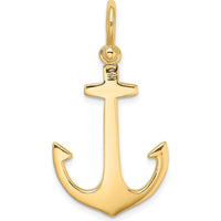 14K Yellow Gold 3D Polished Anchor Pendant with Smooth Cast Finish by Oro Pregiato
