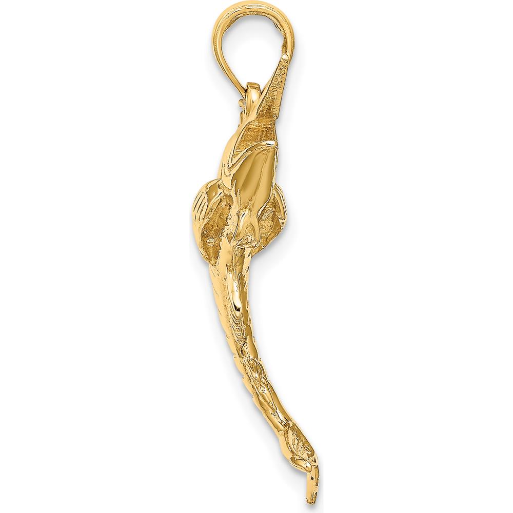 14K Yellow Gold 3D Polished Blue Marlin Fish Charm - Ocean Inspired Pendant by Oro Pregiato