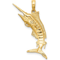 14K Yellow Gold 3D Polished Blue Marlin Fish Charm - Ocean Inspired Pendant by Oro Pregiato