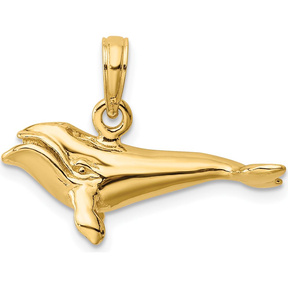 14K Yellow Gold 3D Polished Bowhead Whale Charm - 23.35mm by Oro Pregiato