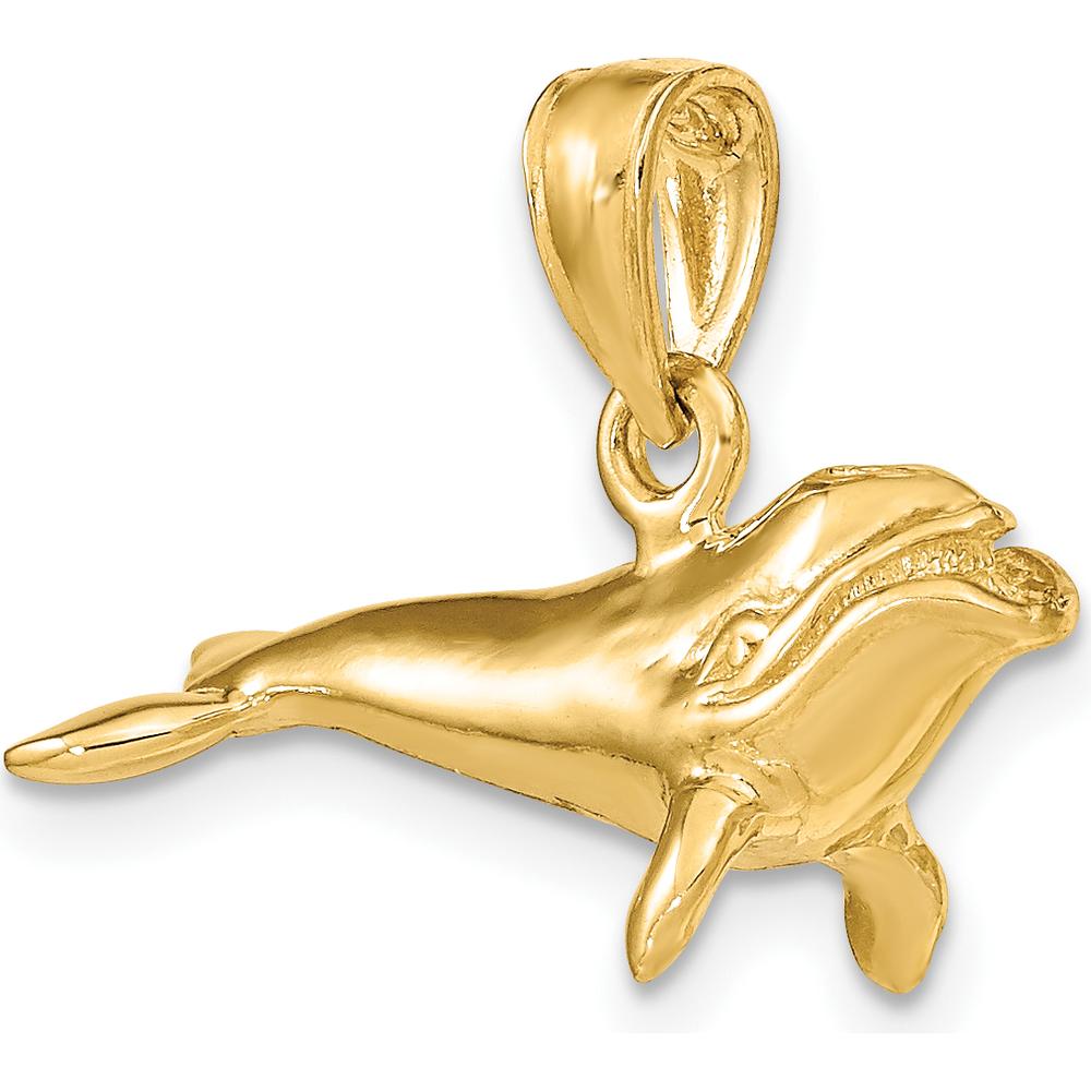 14K Yellow Gold 3D Polished Bowhead Whale Charm - 23.35mm by Oro Pregiato