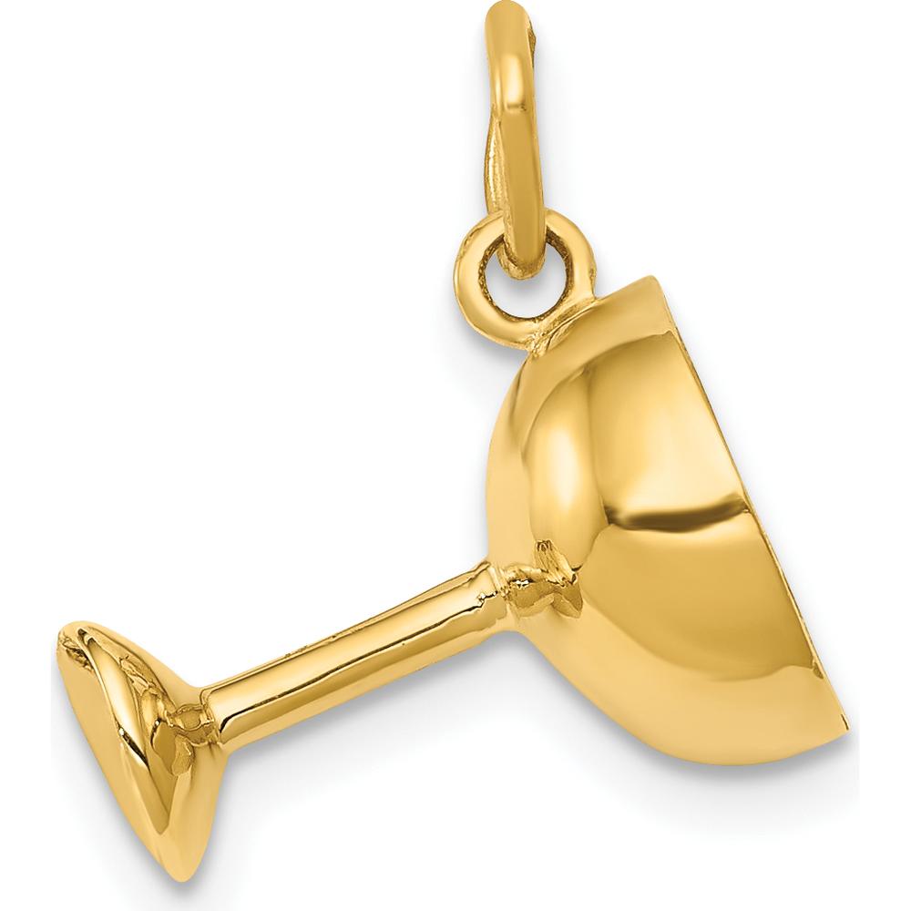 14K Yellow Gold 3D Polished Champagne Glass Charm by Oro Pregiato
