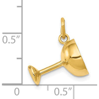 14K Yellow Gold 3D Polished Champagne Glass Charm by Oro Pregiato
