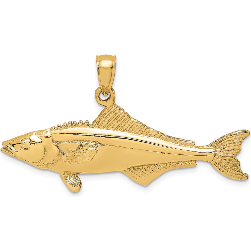 14K Yellow Gold 3D Polished Cobia Fish Pendant by Oro Pregiato