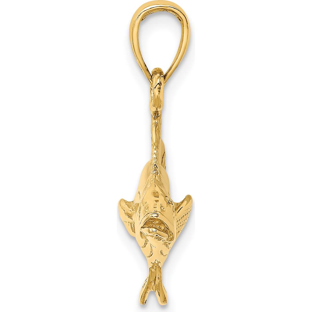 14K Yellow Gold 3D Polished Cobia Fish Pendant by Oro Pregiato