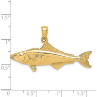 14K Yellow Gold 3D Polished Cobia Fish Pendant by Oro Pregiato
