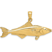 14K Yellow Gold 3D Polished Cobia Fish Pendant by Oro Pregiato