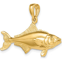 14K Yellow Gold 3D Polished Cobia Fish Pendant by Oro Pregiato