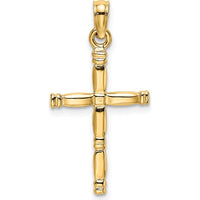 14K Yellow Gold 3D Polished Cross Charm Pendant - 25.16mm Length by Oro Pregiato