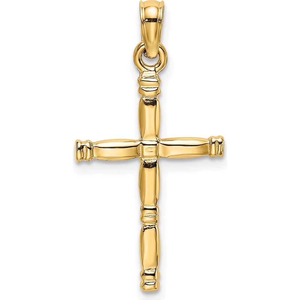 14K Yellow Gold 3D Polished Cross Charm Pendant - 25.16mm Length by Oro Pregiato