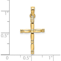 14K Yellow Gold 3D Polished Cross Charm Pendant - 25.16mm Length by Oro Pregiato