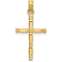 14K Yellow Gold 3D Polished Cross Charm Pendant - 25.16mm Length by Oro Pregiato