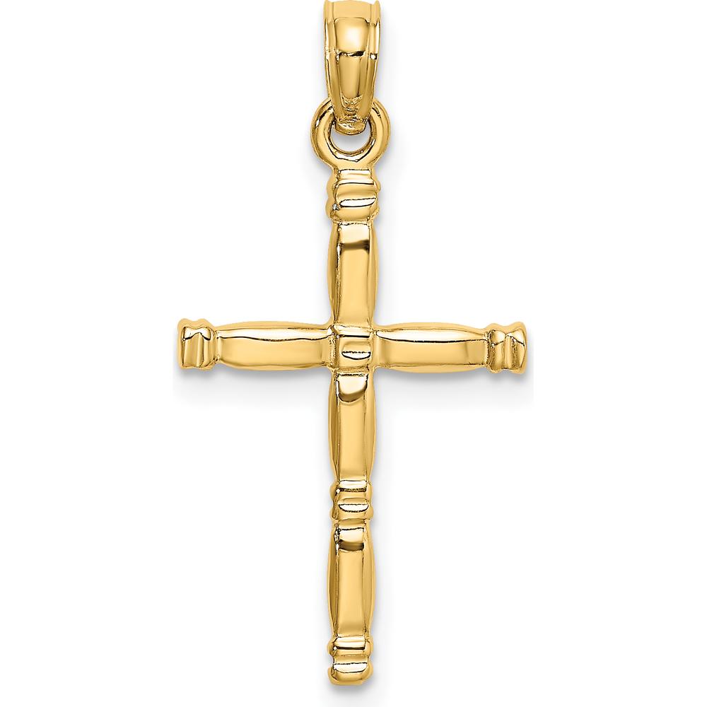 14K Yellow Gold 3D Polished Cross Charm Pendant - 25.16mm Length by Oro Pregiato
